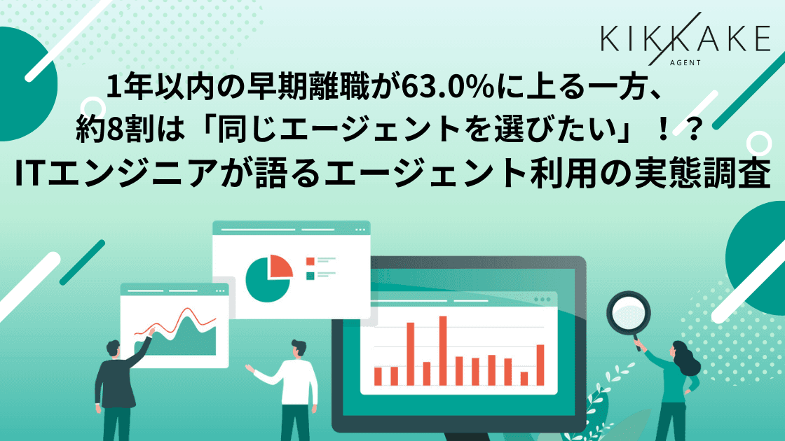 【ITエンジニア405名に聞いた、転職エージェント利用の実態】エージェント経由での入社の経験者の63.0%が「1年以内の早期離職」を経験 一方で約8割は同じエージェント会社を「次回も選びたい」と回答〜高い再利用意向の裏に潜む、入社後の定着支援という構造的課題〜